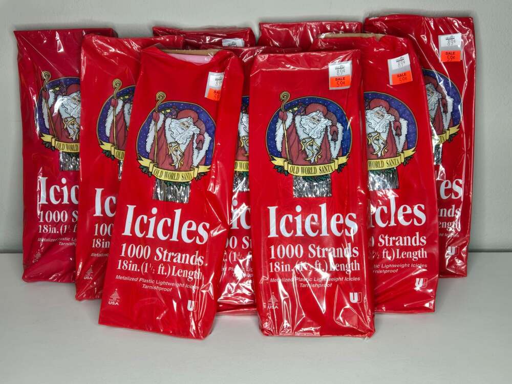 9 Packs of Old World Santa Icicles 1000 Strands 18 in. Christmas Tree Tinsel